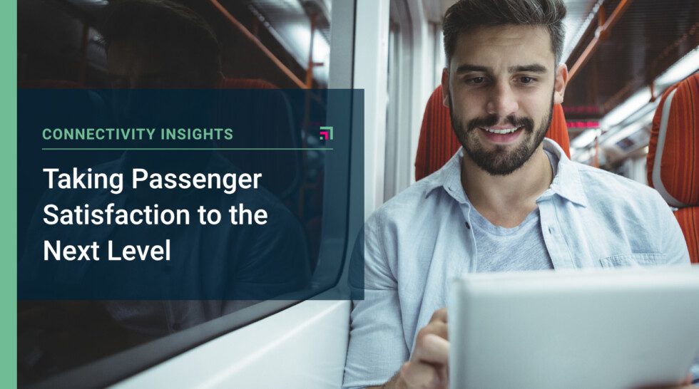 p experience with overlay A male passenger on a train uses a tablet.