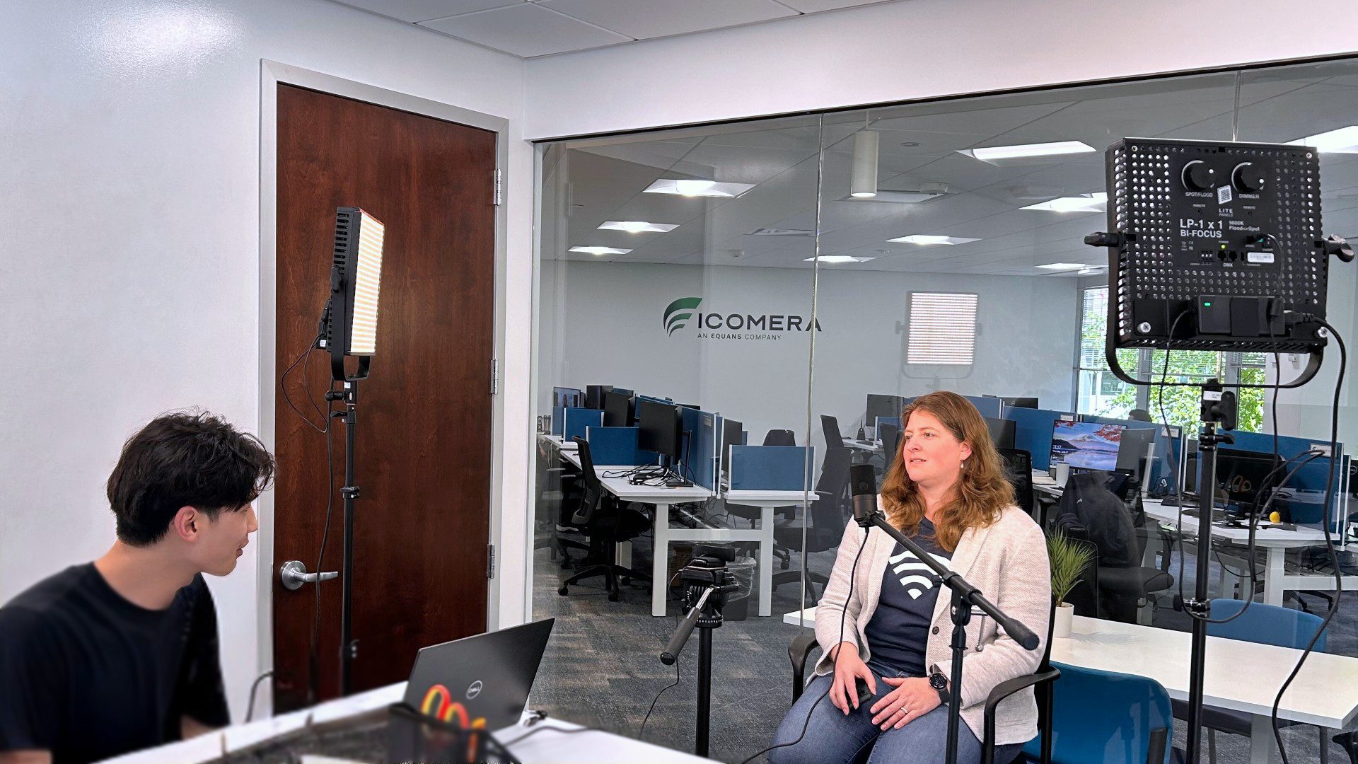 Icomera Intern Zachray Ye interviews another member of the team in the Icomera U.S. office.