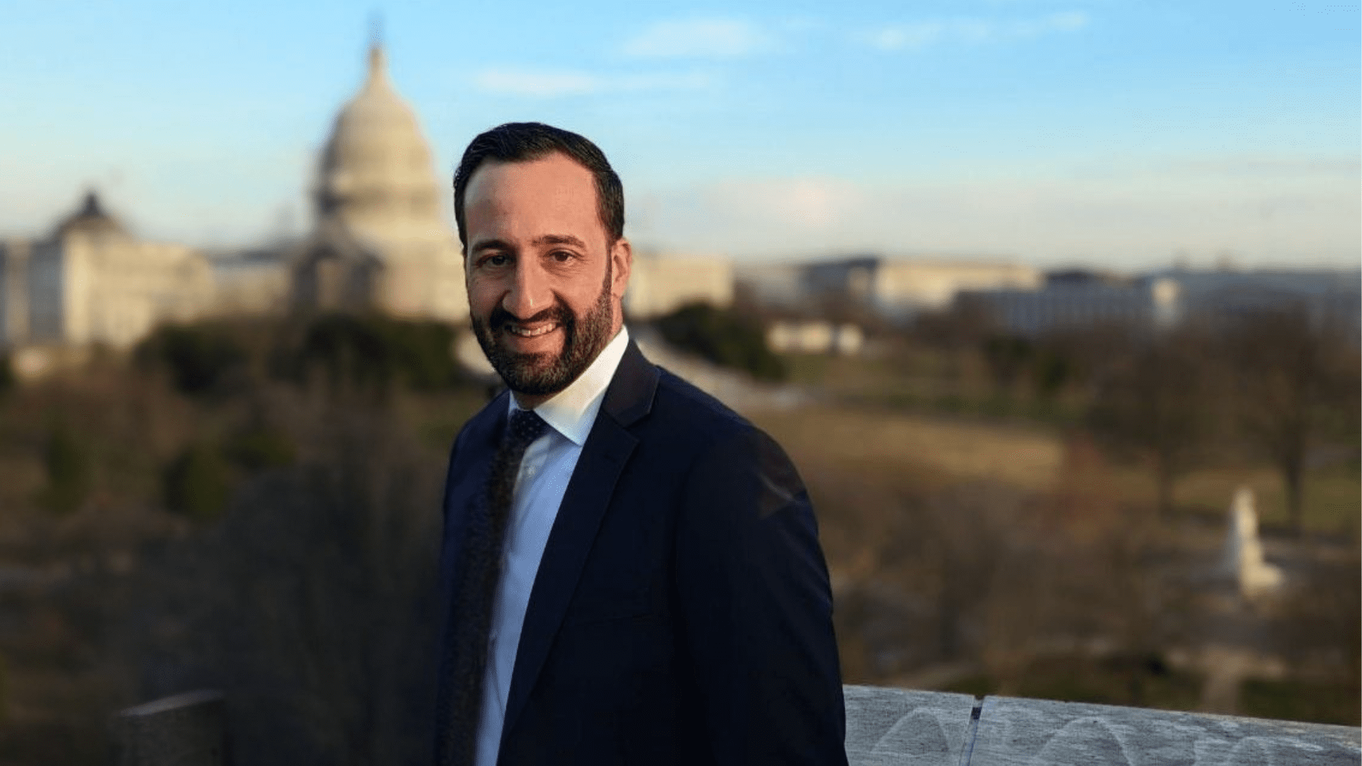 Gabriel J. Lopez-Bernal standing in front of the Capitol Building in Washington D.C., USA.